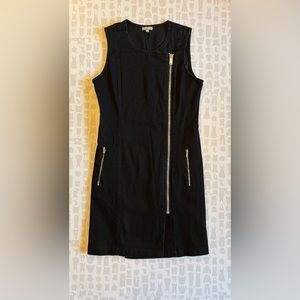 Calvin Klein Jeans Women black denim gold zip pockets knee length dress size M